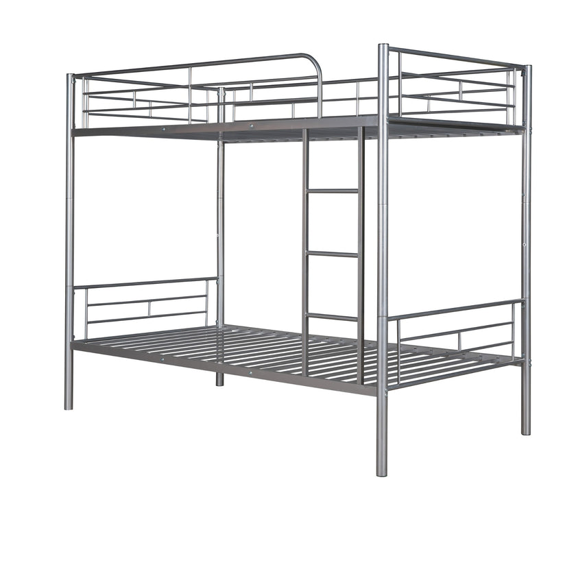 Twin Over Twin Metal Bunk Bed  Silver