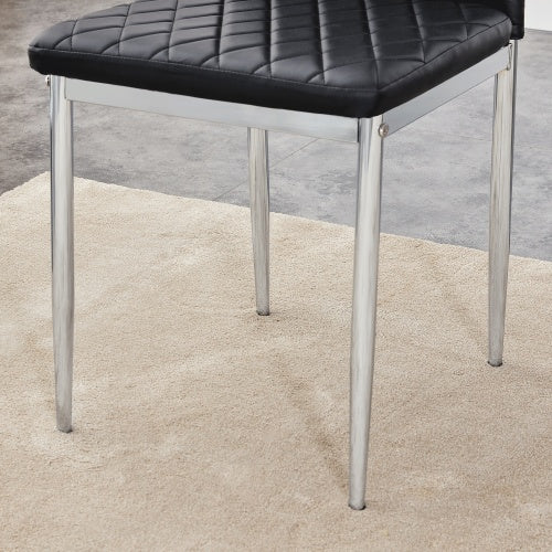 Table And Chair Set.Natural Wood Grain MDF Dining Table - 55x31.5 Inch.Paired With 4 Modern Style Dining Chairs In Black, Essential For Minimalist Homes.Blending Into Various Home Environments.