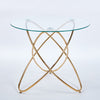 Dining Table With Golden Metal Leg And Tempered Glass,Modern Space Saving Kitchen Table For Living Room,golden Color Metal Legs