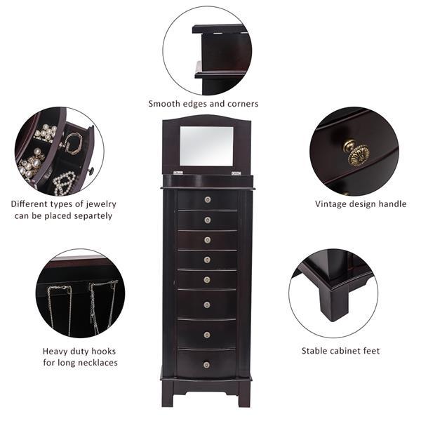 Floor-standing Eight-drawer Nine-layer Jewelry Cabinet