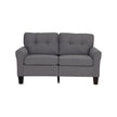 Living Room Furniture 2pc Sofa Set Sofa And Loveseat Charcoal Glossy Polyfiber Plywood Solid Pine