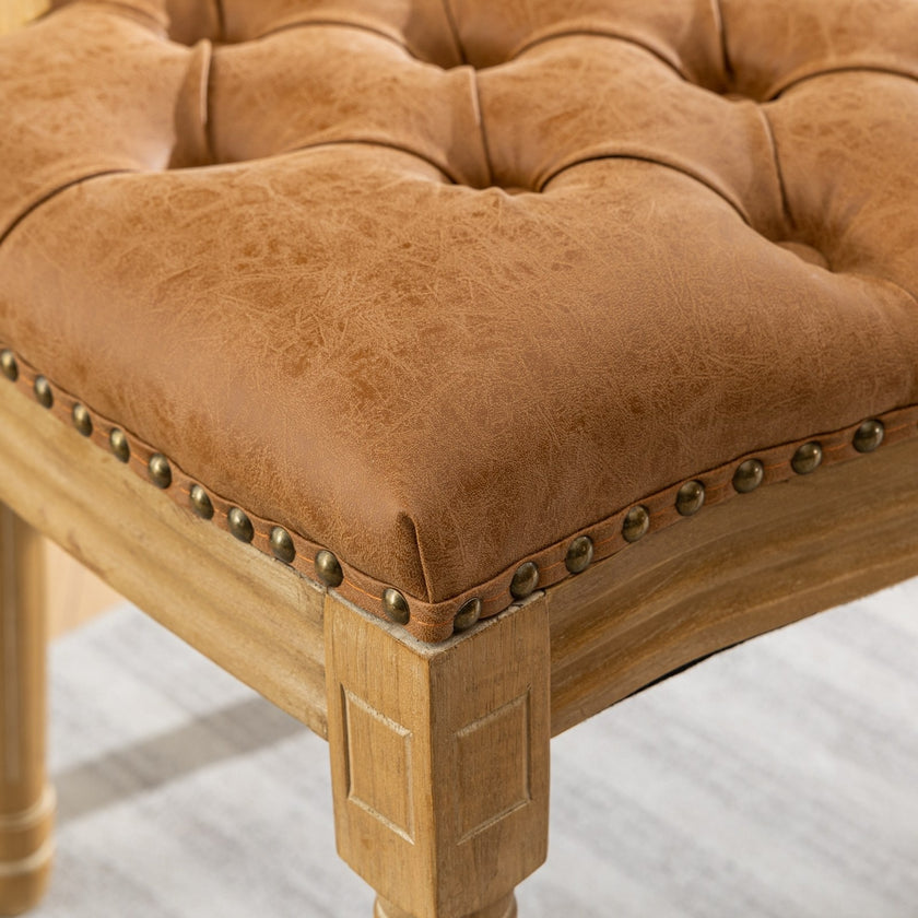 French Style Solid Wood Frame Antique Painting,Hand-pulled Buckle Decoration PU Artificial Leather D