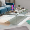 42.5 X 20 X 14 Inch Glass Coffee Table With Rounded Edges For Living Room