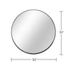 32 Inch Black Metal Framed Round Bathrrom Mirror For Wall.