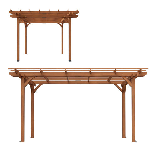 12 X 10 FT Outdoor Wood Pergola, Wooden Grape Pergola For Climbing Plant Support For Garden, Patio, Backyard, Deck, Brown