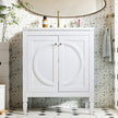 30 No Assembly Needed Vintage White Bathroom Vanity With Ceramic Sink,Two Soft Close Doors  Adjustable Shelf,Modern Farmhouse Style