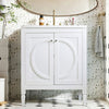 30 No Assembly Needed Vintage White Bathroom Vanity With Ceramic Sink,Two Soft Close Doors  Adjustable Shelf,Modern Farmhouse Style