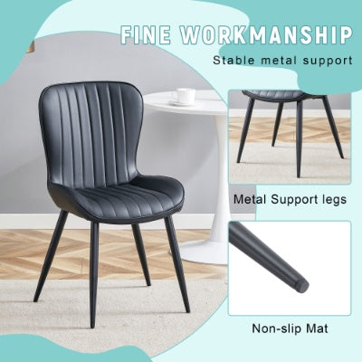 The Black Minimalist Ergonomic Dining Chair Comes In A Pack Of 4, With A Comfortable Design Of Extended And Curved Seat Cushions, Unlocking A Comfortable And Minimalist New Sitting Posture.