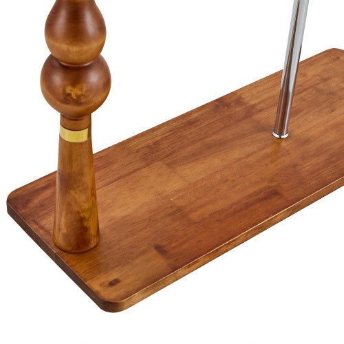 70  Industrial Coat Rack, Solid Wood & Silver Stainless Steel Clothing Rack, Double Layer Hanger For Coats, Hats, Bags, Shoes, Vintage Wood Grain  34.6  Wide