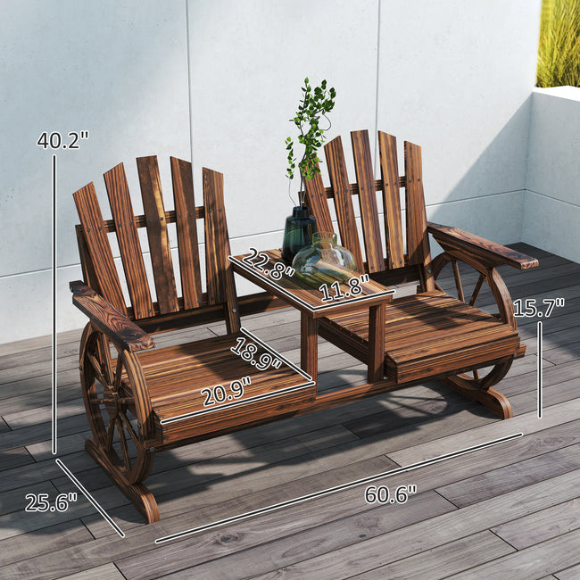 2-Seat Garden Bench with Table