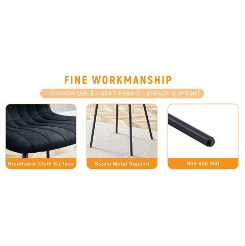 Luxury Minimalist Chairs - A Set Of 4 High Quality Dining Chairs With Black Metal Legs. The Integral Metal Leg Structure Is Suitable For Various Interior Decoration Styles.