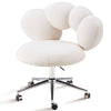 Armless Desk Chair Teddy Fabric Vanity Chair With Wheel