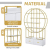 70.8 Inch Round Office Bookcase Bookshelf, Display Shelf, Two Drawers, Gold Frame