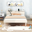 Modern Twin Platform Bed Frame With USB Ports, White Washed Color