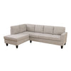 Off-White Short Fur Fluffy Fabric 2-Piece Left Side L-Shaped Living Room Sofa Set--Only Supports Self Pickup