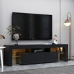 Modern Black TV Stand, 20 Colors LED TV Stand W Remote Control Lights