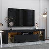 Modern Black TV Stand, 20 Colors LED TV Stand W Remote Control Lights