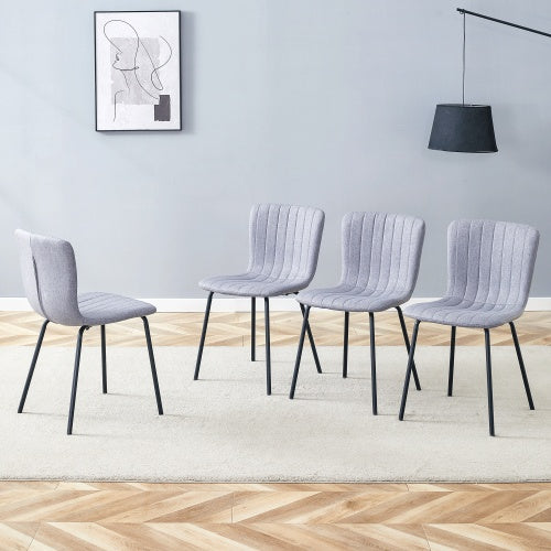 Luxury Minimalist Chairs - A Set Of 4 High Quality Dining Chairs With Black Metal Legs. The Integral Metal Leg Structure Is Suitable For Various Interior Decoration Styles.