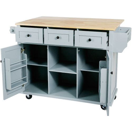 Kitchen Trolley With Rubberwood Folding Leaf Countertops