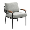 Modern Accent Chair With Natural Wood Armrests And Black Metal Frame, Light Beige Upholstered Seat And Backrest, Comfortable Lounge Chair For Bedroom, Living Room, Dining Room, Set Of 1