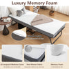Folding Bed Cot With Mattress For Adults,  Foldable Metal Frame Bed For Guest With Memory Foam Mattress On Wheels, Saving Space Rollaway Bed