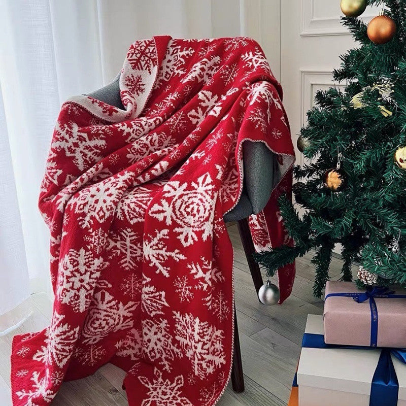 Nordic Knitted Snowflake Blanket Decorative Blanket Living Room Sofa