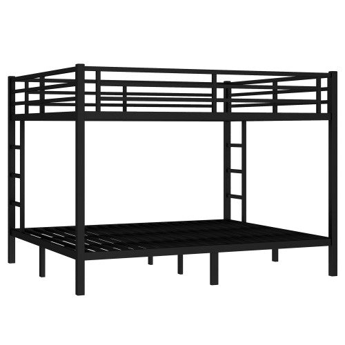 Metal California King Over California King Bunk Bed For Teens And Adults,Space-Saving Noise Reduced No Box Spring Needed, Black