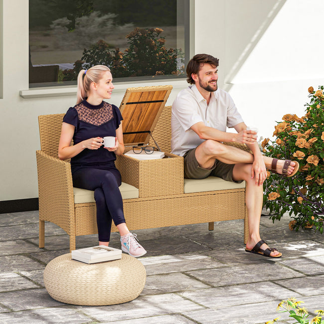 2-Seat Garden Bench with Table