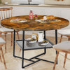 51  Round Dining Table For 4-6  Tiger Stripes-Black Wooden Dining Room Table With Storage Shelf Space Saving Circle Dinner Table With Metal Legs For Kitchen Living Room Dining Restaurant Furniture