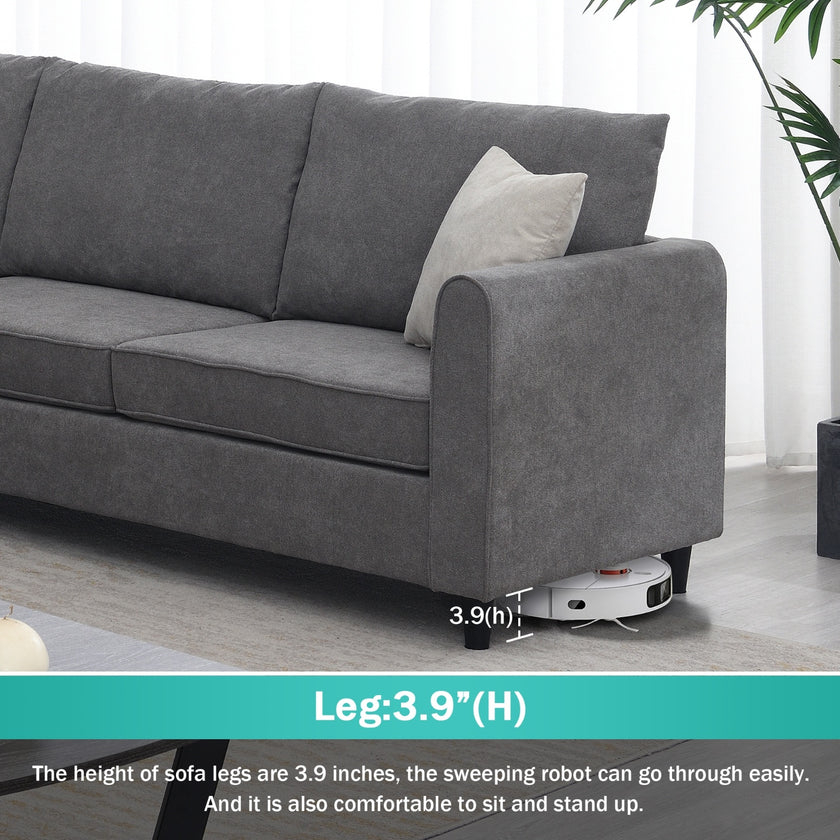 New 91 91  Modern L-Shape Sectional Sofa  Upholstered Living Room Couch