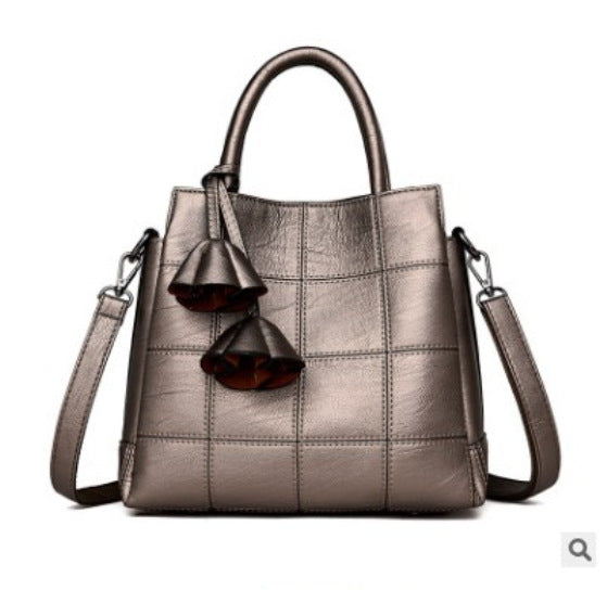Fashion All-match Soft Leather Three-layer Large-capacity Shoulder Bag