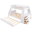 Twin Full Bunk Bed W  Trundle, Desk, 3 Drawers   Shelf - White