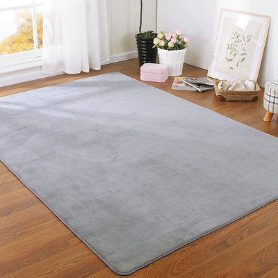 Thickened Solid Color Pattern Coral Fleece Carpet Modern Home Living Room Bedroom Bedside Tatami Crawling Mat Full-covered