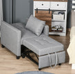 Convertible Chair Bed Grey Sofa Bed Multi-Functional Sleeper Ottoman Recliner Adjustable Backrest