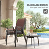 Set Of 4 Outdoor Dining Chairs, Stackable Patio Chairs With High Back, Breathable Mesh Seat For Garden Lawn, Brown