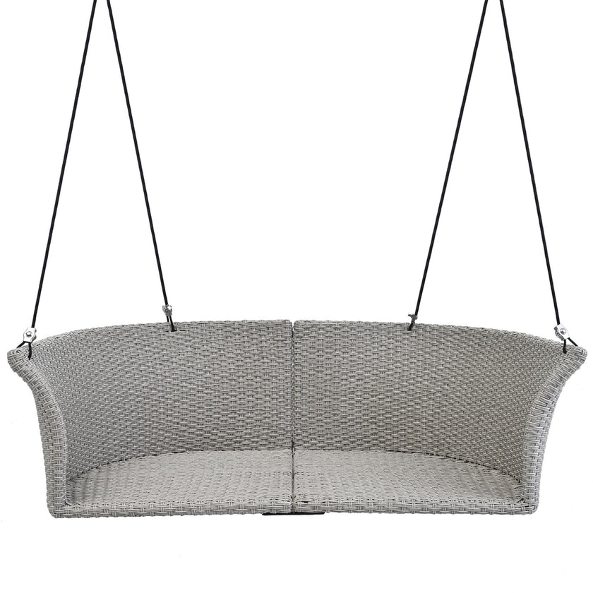 GO 51.9 2-Person Hanging Seat, Rattan Woven Swing Chair, Porch Swing With Ropes, Gray Wicker And C