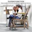 Outdoor 2-Person Glider Bench, Outside Glider Swing Chair Loveseat With Table, Steel Frame, Light Mixed Brown