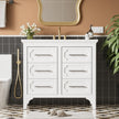 36'' Bathroom Vanity With Resin Sink Combo, Free Standing Single Vanity Set With Four Drawers, Solid Wood Frame Bathroom Storage Cabinet