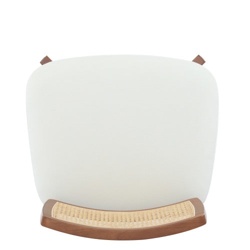 Set Of 2 Modern Beige Lounge Chair With Woven Backrest, Sturdy Wooden Frame, Minimalist And Elegant Accent Seating For Living Room, Bedroom, Or Office