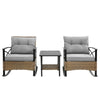 3pcs Rattan Rocking Chair Set Outdoor Leisure Grey