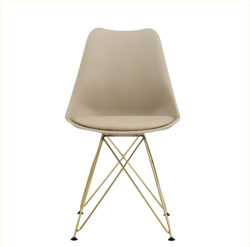 Modern Dining Chairs With Shell Leisure Plastic Seats And Golden Steel Legs