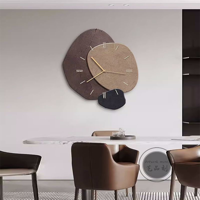 New Chinese Style Dining Room Dining Table Hanging Painting Punch-free Wall Clock