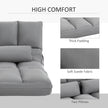 Folding Upholstered Couch Bed Gray Convertible Floor Sofa Chair Metal Frame Pillows