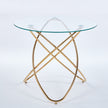Dining Table With Golden Metal Leg And Tempered Glass,Modern Space Saving Kitchen Table For Living Room,golden Color Metal Legs