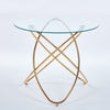 Dining Table With Golden Metal Leg And Tempered Glass,Modern Space Saving Kitchen Table For Living Room,golden Color Metal Legs