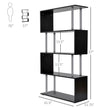5-Tier Bookcase S-Shaped Wooden Storage Shelf Modern Decorative For Home And Office Black