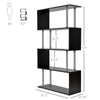 5-Tier Bookcase S-Shaped Wooden Storage Shelf Modern Decorative For Home And Office Black