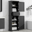 Tall Bathroom Storage Cabinet, Freestanding Storage Cabinet With Drawer And Adjustable Shelf, MDF Board With Painted Finish