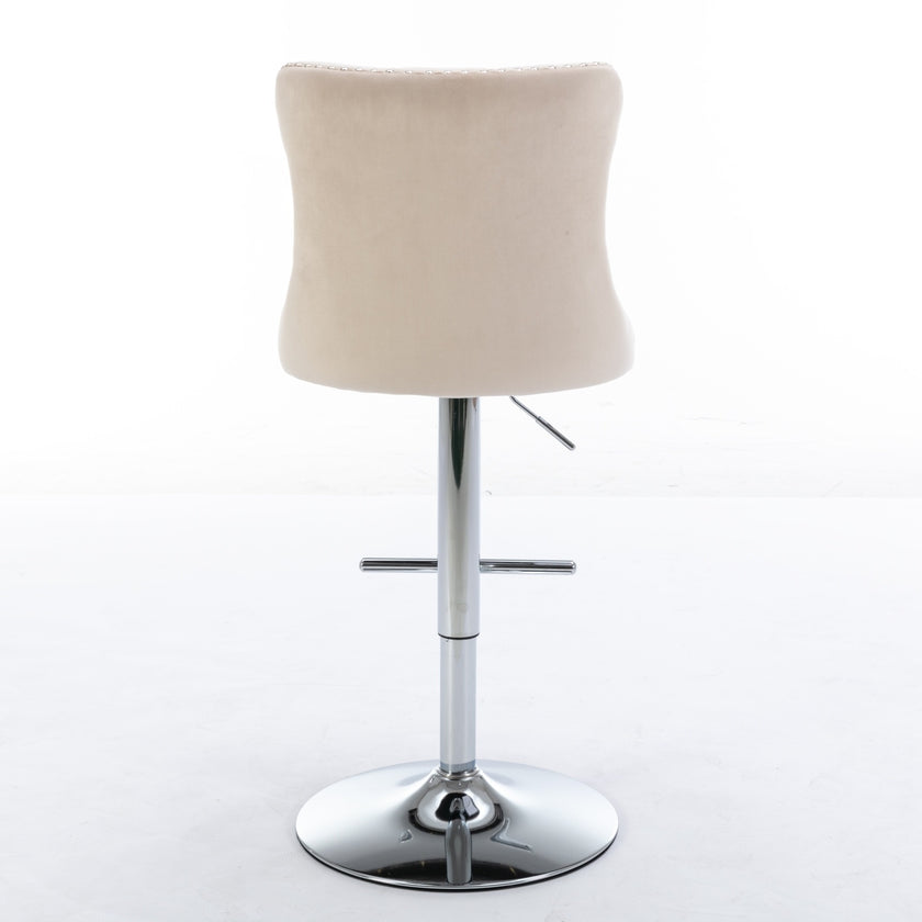 Swivel Velvet Barstools Adjustable 25 33  Seat, Modern Upholstered Chrome Base