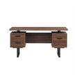 Home Office Computer Desk With Drawers Hanging Letter-size Files, 59 Inch Writing Study Table With Drawers